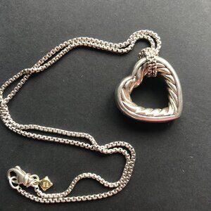David Yurman Sterling W/ 18k Gold Accents Cable Open Heart Pendant Necklace 16”
